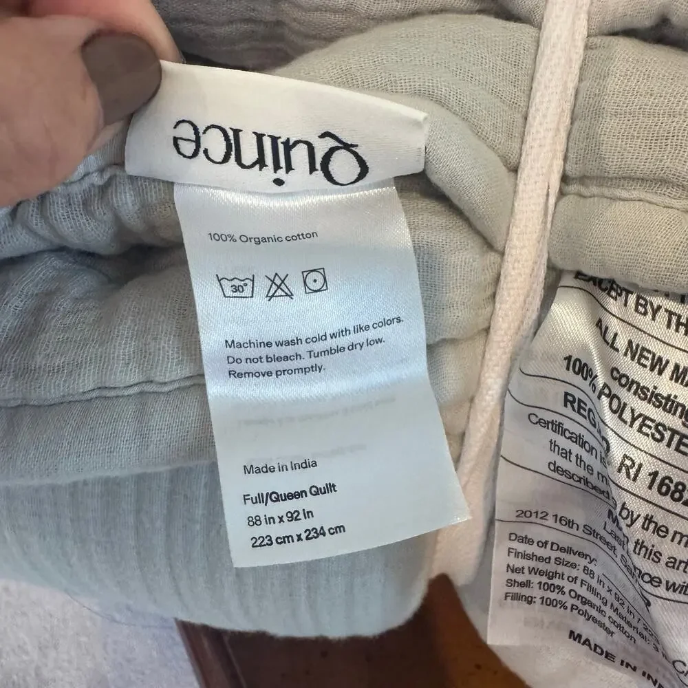 Quince Organic Cotton Gauze Dream Quilt Full/Queen Mist BNWOT